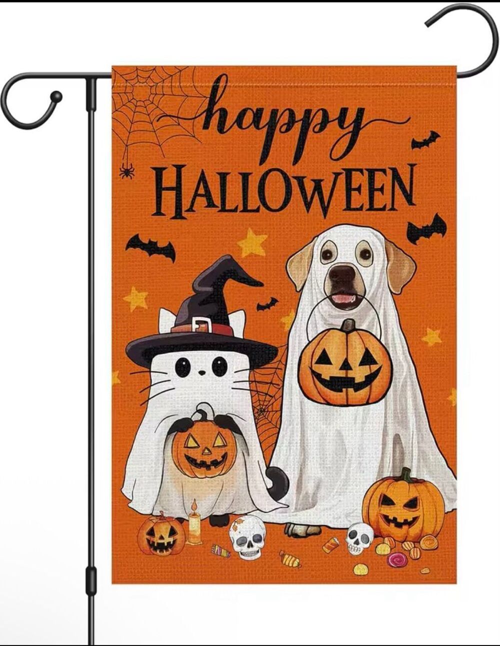 Halloween Garden Flag Ghost Cat Dog Witch Pumpkin Lawn Outdoor Yard Decor Banner